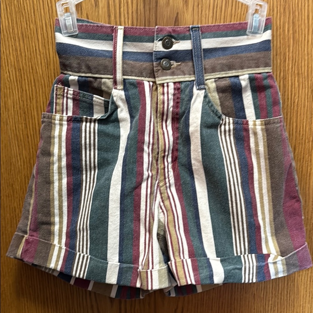Women's Striped High-Waisted Shorts - Multicolor Vintage Express Jean Shorts